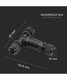 Runde T-Verteilerdose - IP68 wasserdicht, Schwarz, zur Verbindung von Kabeln