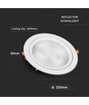 30W Ø22,5cm LED Spotlight - Ausschnitt: Ø19,5 cm, Maße: Ø22,5 cm, 3 cm hoch, Samsung LED Chip