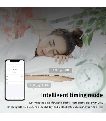 Ein modern beleuchtetes Wohnzimmer mit smarten RGB+CCT Downlights, die per App gesteuert werden.